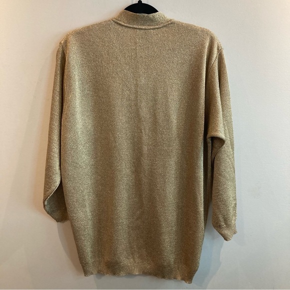 STEFANEL Sz S 65% Cupro Oversized Made in Italy Gold Metallic Buttons Cardigan - Picture 4 of 10